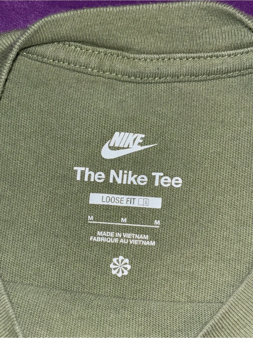 Nike Olive Green Short Sleeve Tee with Multicolor 'Water. Fire. Earth.' Graphic